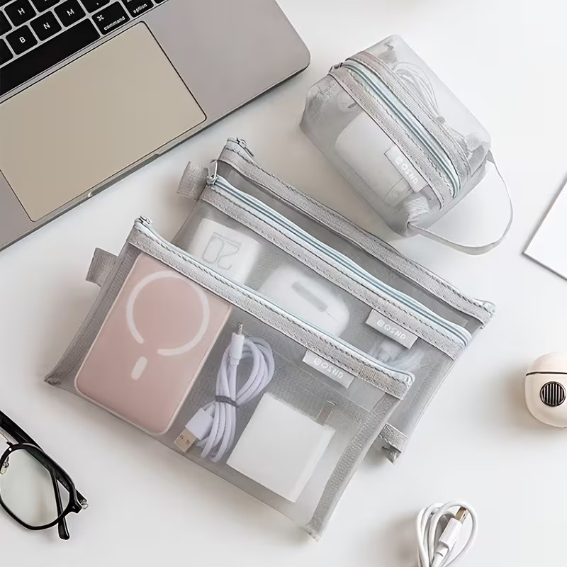 Gray Mesh Organizer Bags – for - Tech Accessories Case review and price